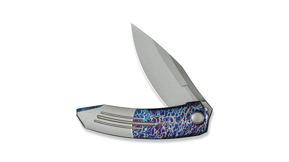 WEKNIFE Sine Wave Flipper Knife Flamed &amp; Satin Titanium Handle