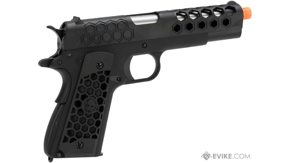 WE-Tech 1911 Hex Cut Gen 2 Gas Blowback Airsoft Pistol, Black, WE-E016-BK