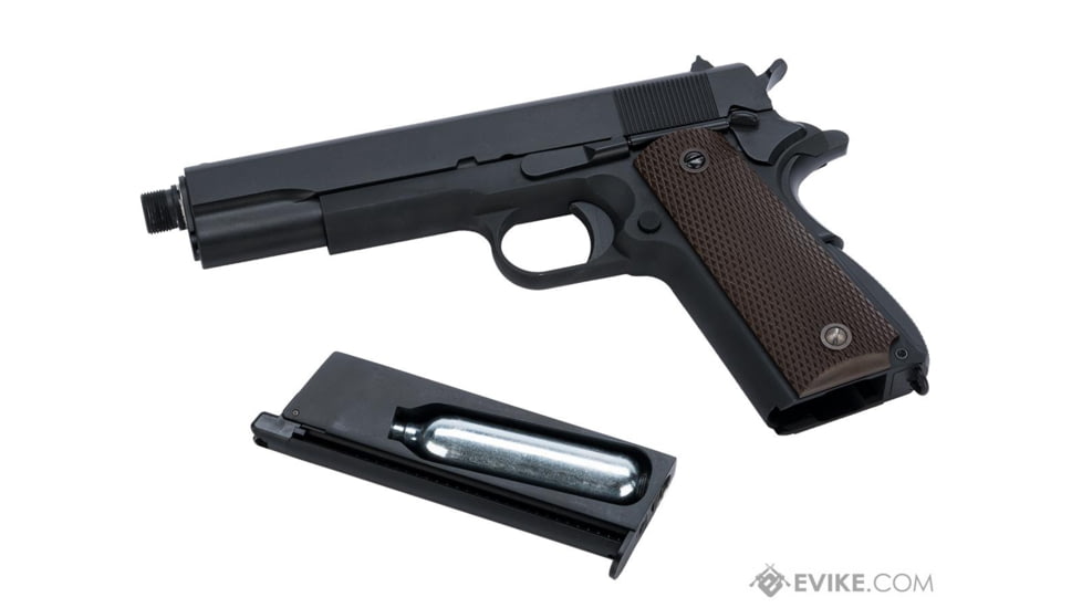 WE-Tech Latest Gen2 Full Metal 1911 GI Full Size Airsoft GBB Pistol, CO2, Black/Brown, WE-E017C-BK