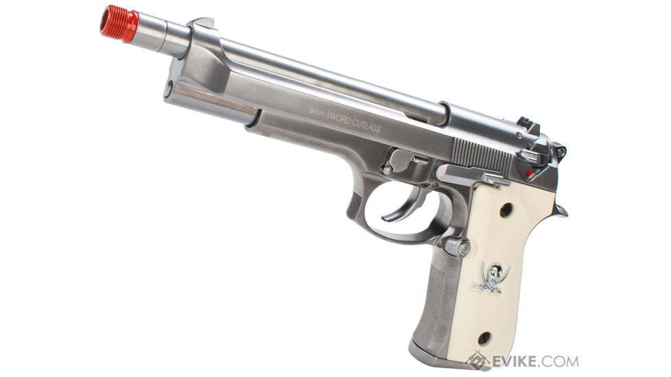 WE-Tech M9 Sword Cutlass Airsoft GBB Gas Blowback Pistol, Silver/Ivory, WE-M92L - Cutlass