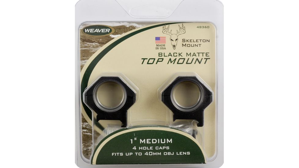 USED Weaver 1in Four Hole Skeleton Rifle Scope Rings, Med, Matte Black 48360, EDEMO2, Condition Parts Only/Salvage, Defective