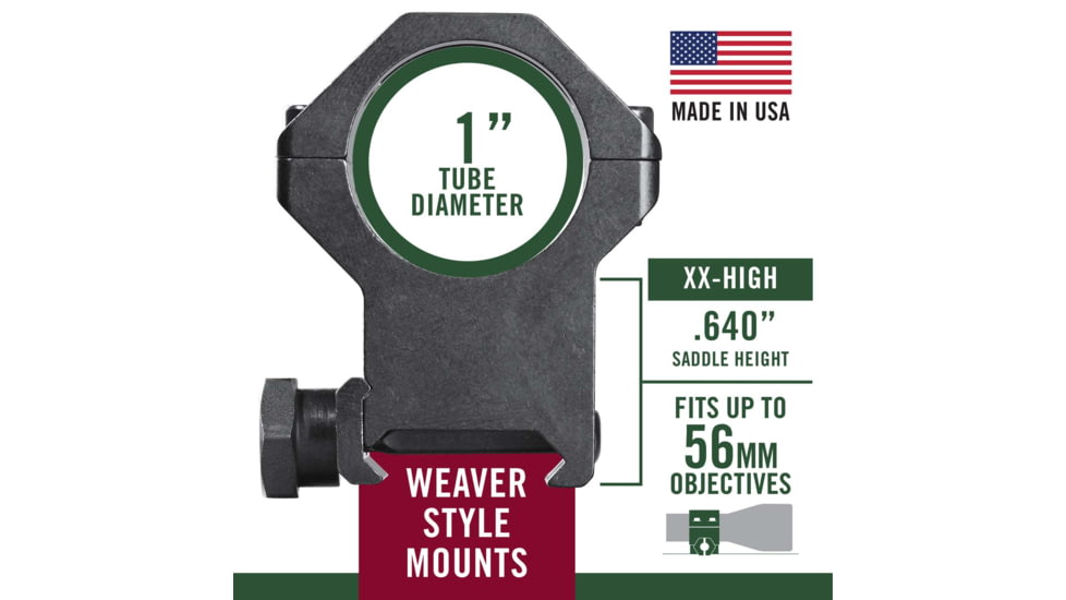 Weaver 1in Tactical Rings, XX-High, Matte 48353