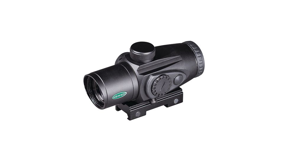 Weaver 3x30 Prism Scope Red Dot Reticle 8-Level Reticle Brightness Selector Fast Focus Diopter Adjustment Matte Black