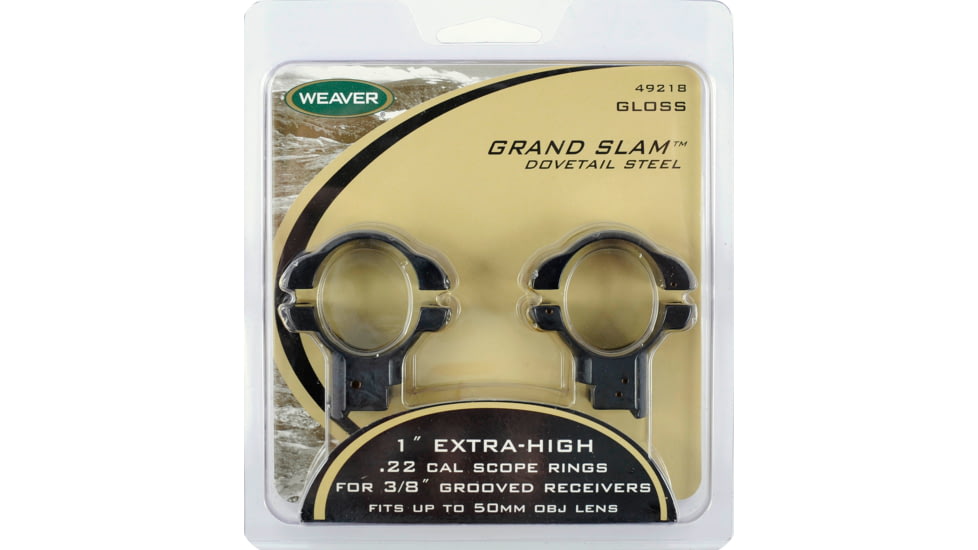Weaver 1in Grand Slam Steel Rings, .22 Style, Extra High, Black 49218