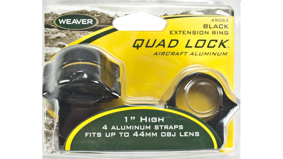 Weaver Rings Quad-Lock, 1in. High, Extended Black