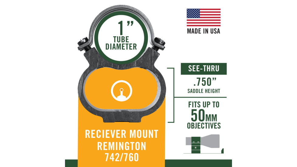 Weaver Steel Lock Mount, 1in, Rem 742/760 Black 49715