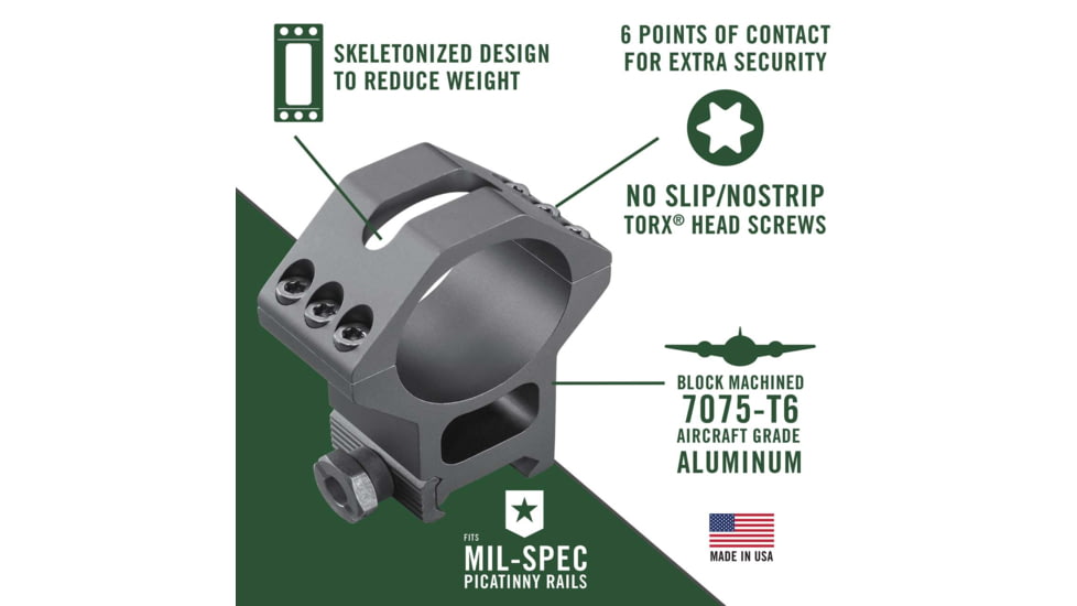 Weaver Tactical Rifle Scope 6-Hole Picatinny Rings, 34 mm Tube, High, Matte, Black, 99684