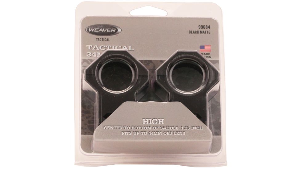 USED Weaver Tactical Rifle Scope 6-Hole Picatinny Rings, 34 mm Tube, High, Matte, Black, 99684, EDEMO4, Used, Condition Fair, Scratches