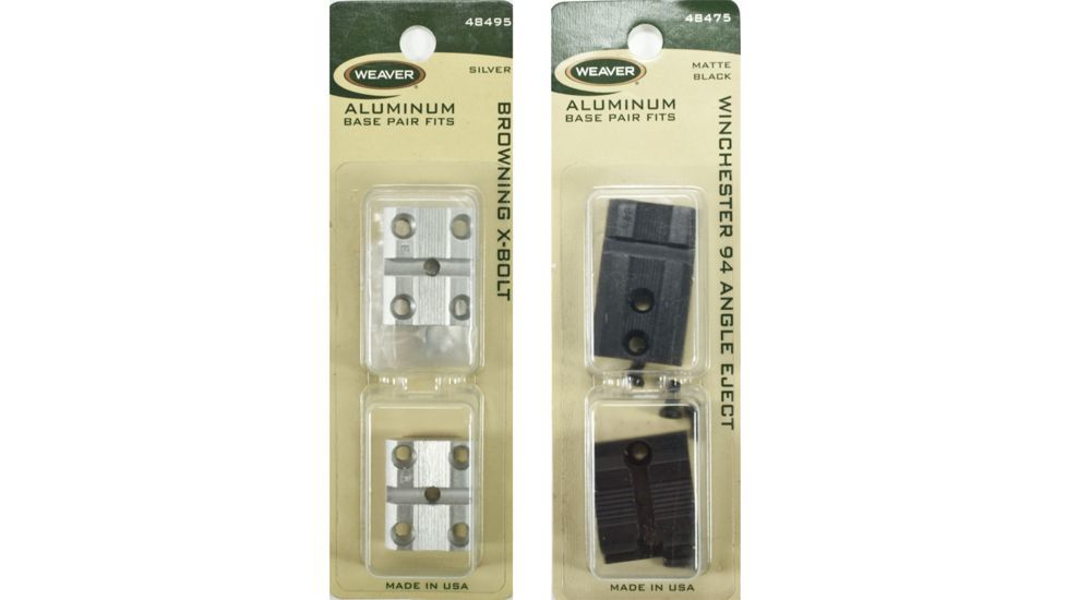 Weaver Top Mount Base Pairs, Black, Silver