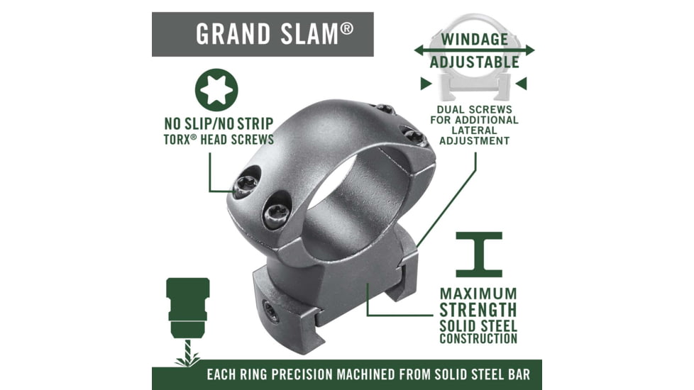 Weaver Windage Adjustable Rings, Medium, Matte, 7/8in Cross Slot 49318