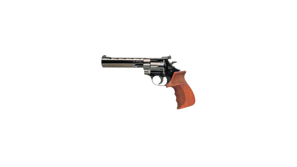 Hermann Weihrauch HW-357 Revolver, .357 Magnum, 6in barrel, blued finish steel frame, wood grip, revolving chamber, blade front, adjustable rear, 6 round cylinder, WH-HW 357-.357 MG-6-1-FRRMPG