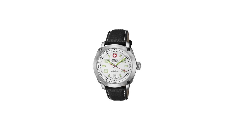 Wenger Mens Outback Sport Watch w/ White dial/black Leather strap 79370