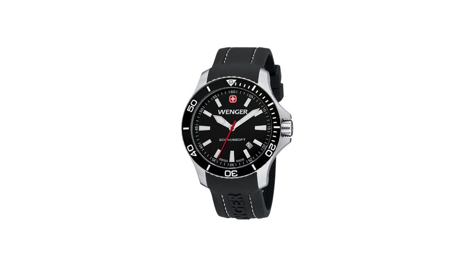 Wenger Sea Force Black Dial Black Bezel Black Silicone Strap 641103