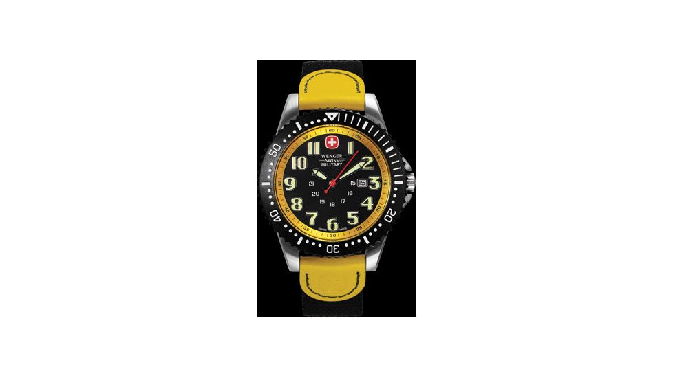 Wenger Swiss Military Challenger Black Dial Yellow Accents and Nylon Strap