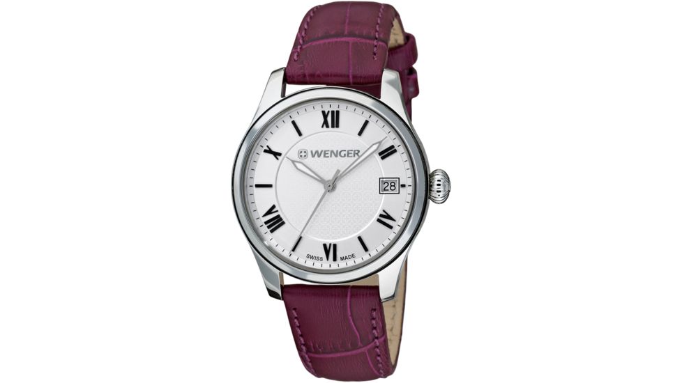 Wenger Terragraph Womens White Dial, 4 Leather Straps - Black, White, Coffee, Aubergine 60.0521.103
