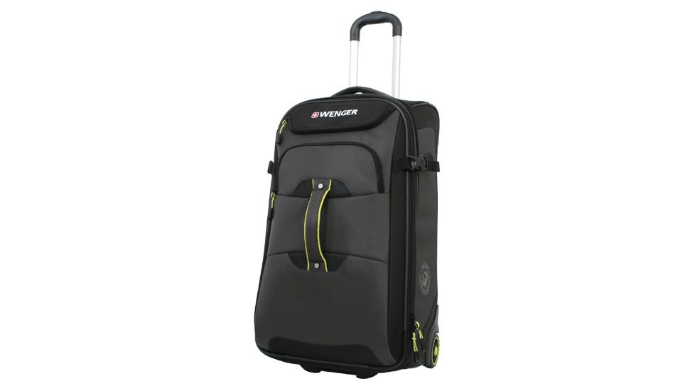 Wenger Terrian Crossing 25in rolling upright duffle bag, Grey w/ Lime 12495