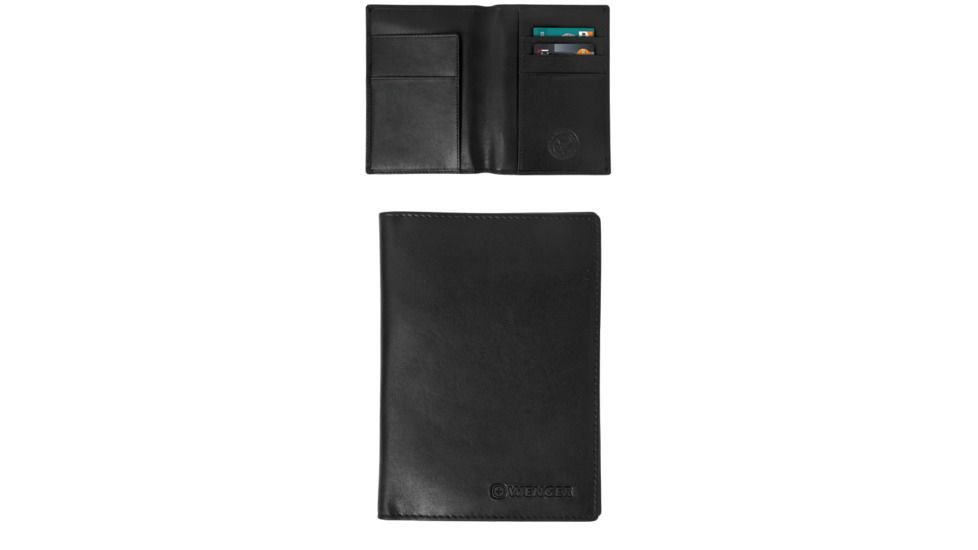 Wenger Thun Leather Passport Wallet, Black 12459