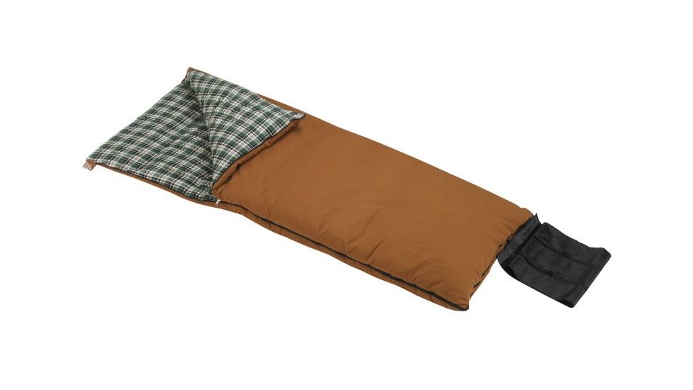 Wenzel Grande 0 Degree Sleeping Bag, Brown, Green Plaid, 81In X 38In, 74923914