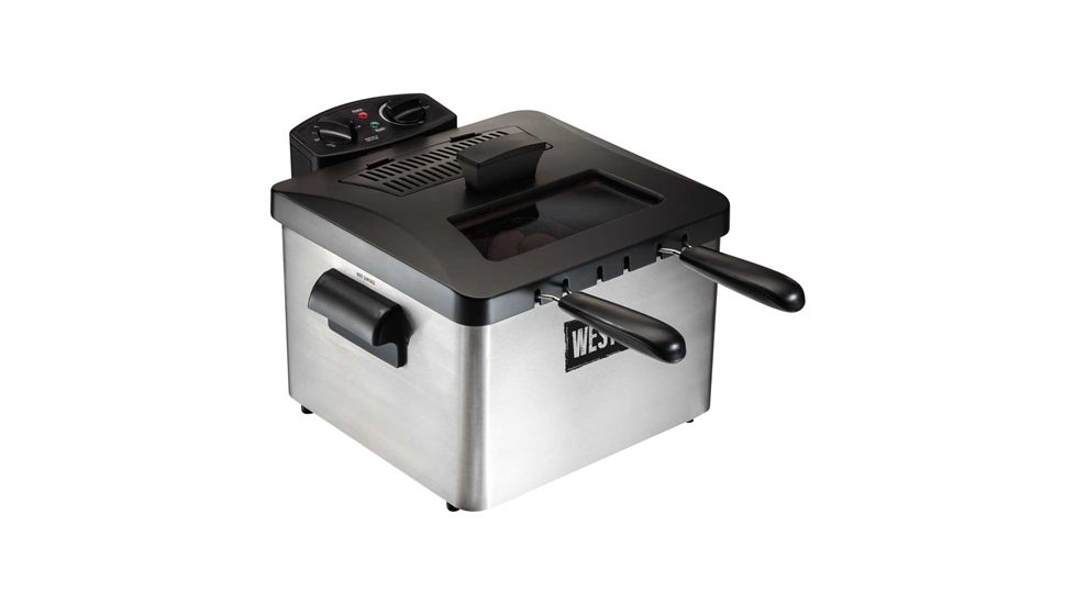 Weston Products Deep Fryer, Dual Basket - 12 Cup, 3L Oil Capacity, Black/Stainless Steel 03-1300-W