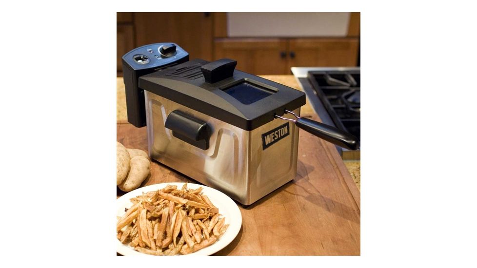 Weston Products Deep Fryer, Single Basket - 12 Cup, 3L Oil Capacity, Black/Stainless Steel 03-1200-W