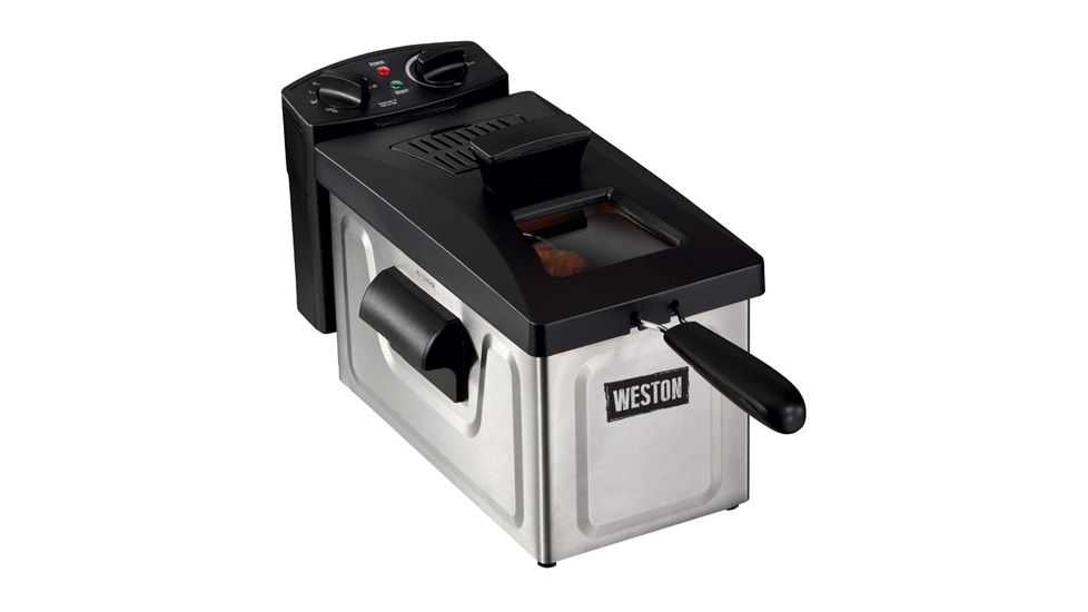 Weston Products Deep Fryer, Single Basket - 12 Cup, 3L Oil Capacity, Black/Stainless Steel 03-1200-W