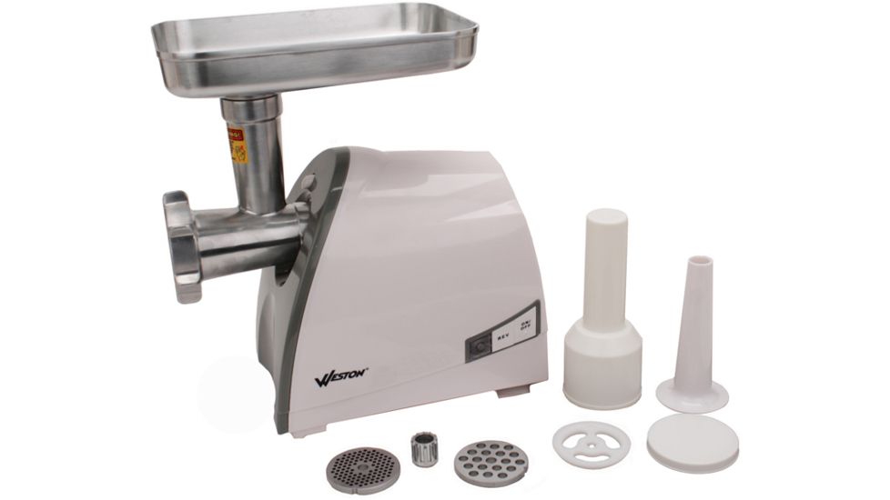 Weston Products N.8 Heavy Duty Electric Meat Grinder and Sausage Stuffer, 575 watt, White, 33-0201-W