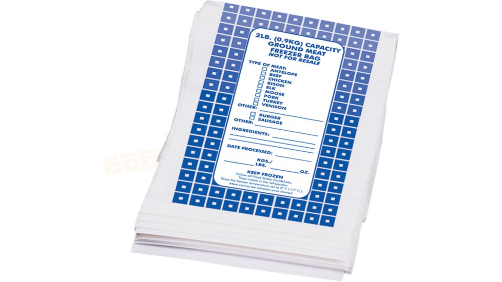 Weston Products Ground Meat Freezer Bags, 100 count, 2 lb Capacity, White, 07-1002