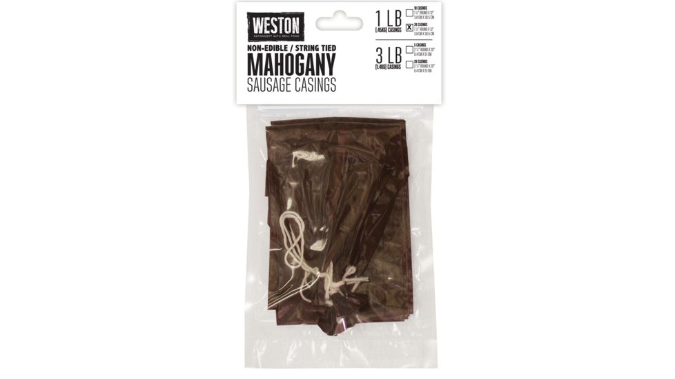 Weston Products Non-Edible Fibrous Mahogany 1 lb Casing - 20 ct, 1.5in Diameter, Brown 19-0201-W