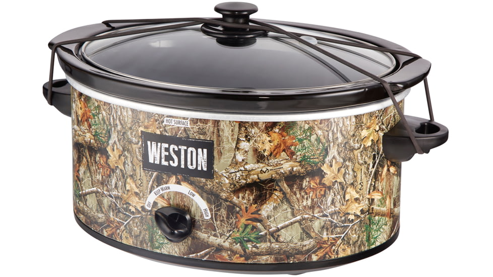 Weston Products Portable Slow Cooker, 5 qt, Realtree Edge, Camo/Stainless, 03-2100-RE