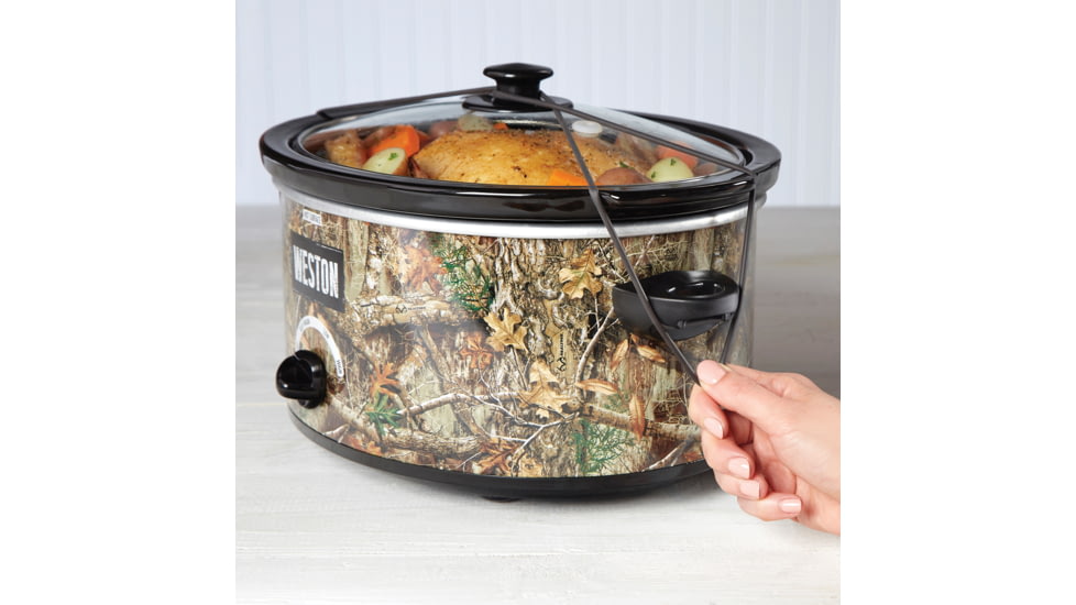 Weston Products Portable Slow Cooker, 5 qt, Realtree Edge, Camo/Stainless, 03-2100-RE