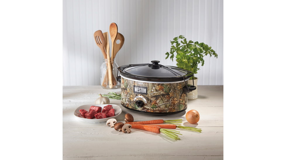 Weston Products Portable Slow Cooker, 5 qt, Realtree Edge, Camo/Stainless, 03-2100-RE