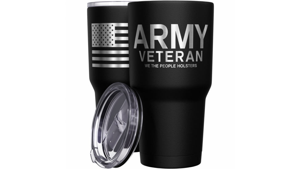 Wethepeopleholsters.Com Army Vet + American Flag Stainless Steel Tumbler, 30 oz, Stainless Steel, TUM01-0088STAINLESS