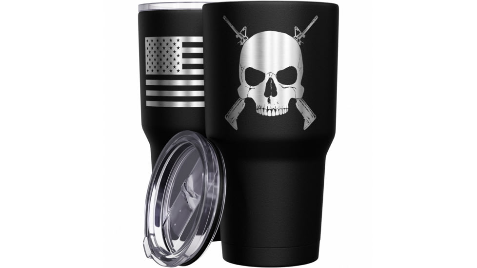 Wethepeopleholsters.Com Cross Rifle Jolly Roger Stainless Steel Tumbler, TUM01-0110STAINLESS