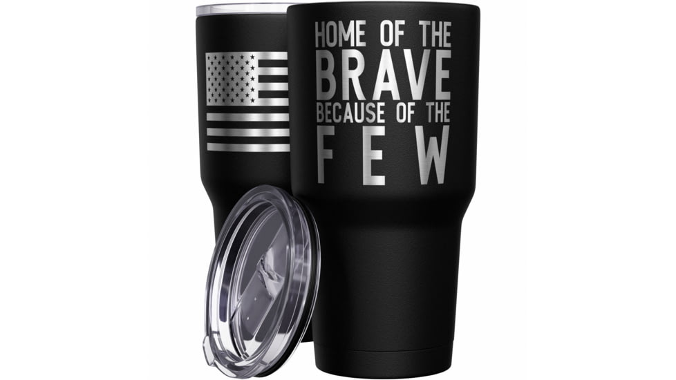 Wethepeopleholsters.Com Home of the Brave + American Flag Stainless Steel Tumbler, 30 oz, Black, TUM01-0091BLACK