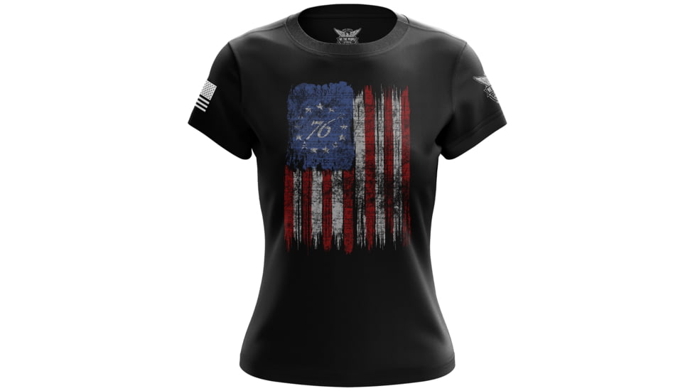 Wethepeopleholsters.Com Tattered 76 Flag Womens Short Sleeve Shirt, tattered-76-flag-womens-short-sleeve-shirt