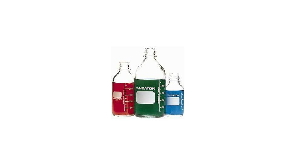Wheaton Media Bottles, Graduated, Wheaton 219760 With Rubber-Lined Cap