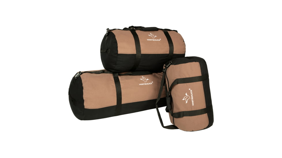 White Duck Filios Canvas Duffel Bag, Brown/Black, 24in x 16in, FBA-FDBBB-2416