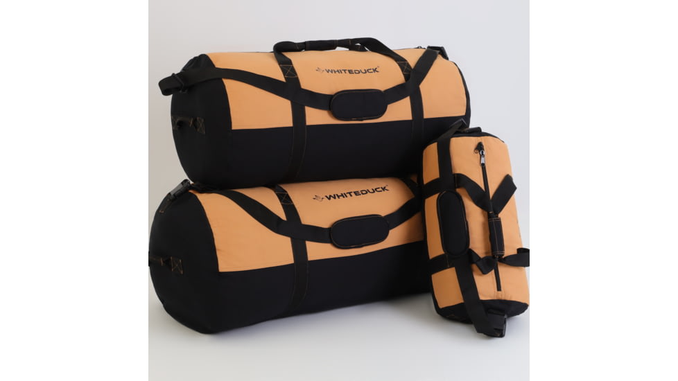 White Duck Filios Canvas Duffel Bag, Tan/Black, 24in x 16in, UP-DLI1-RILC