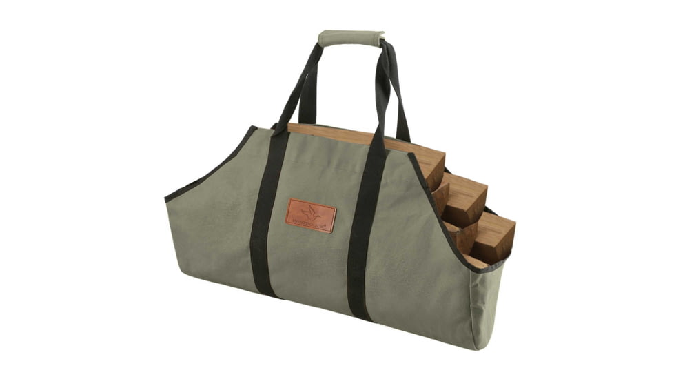 White Duck Firewood Log Carriers, Boat Shape, Olive, 26inx17inx9in, FBA-CLB-3416