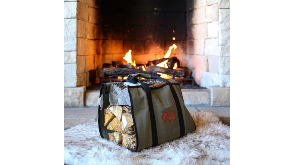 White Duck Firewood Log Carriers, Rectangle Shape, Olive, 39inx18in, FBA-CLR-3408