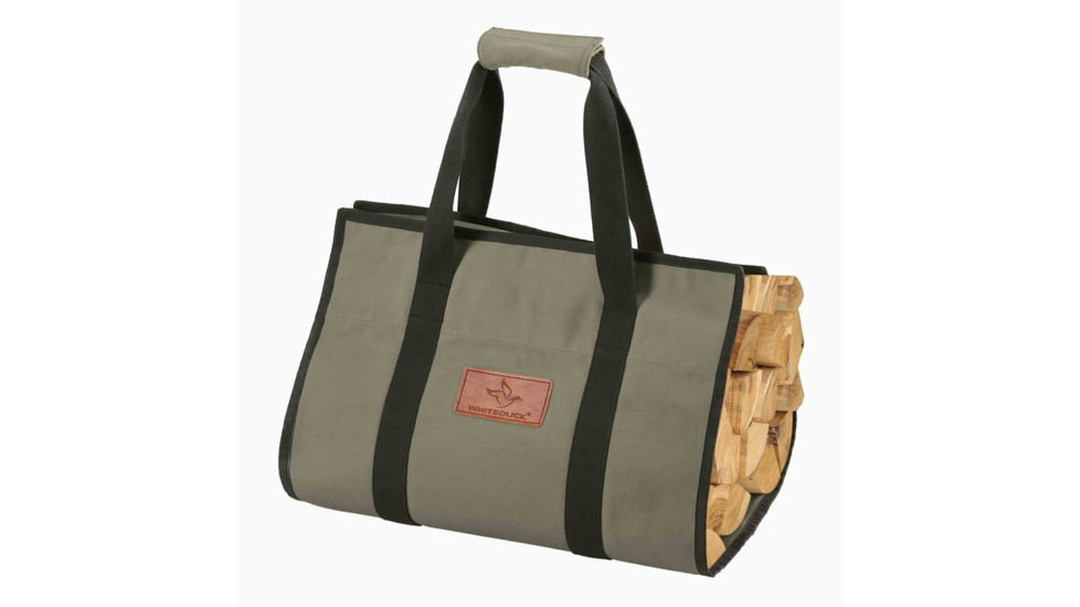 White Duck Firewood Log Carriers, Rectangle Shape, Olive, 39inx18in, FBA-CLR-3408