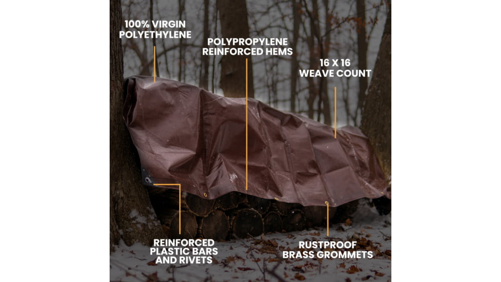 White Duck Super Heavy Duty Poly Tarp, Brown, 100x100ft, PT-100x100