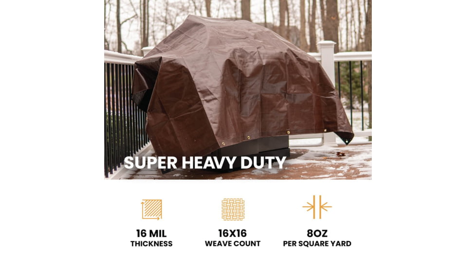 White Duck Super Heavy Duty Poly Tarp, Brown, 100x100ft, PT-100x100