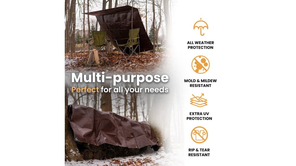White Duck Super Heavy Duty Poly Tarp, Brown, 100x100ft, PT-100x100