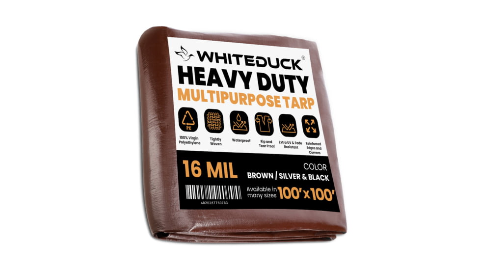 White Duck Super Heavy Duty Poly Tarp, Brown, 100x100ft, PT-100x100