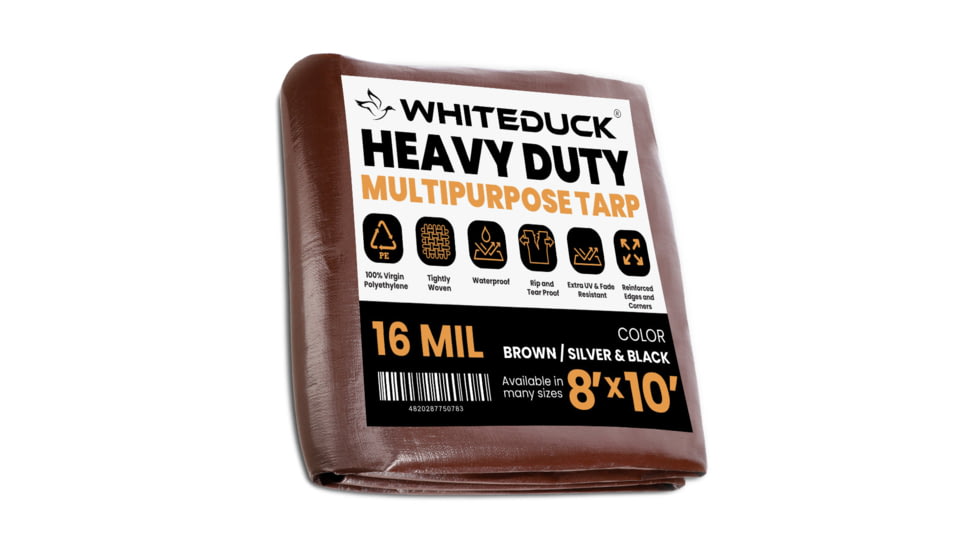 White Duck Super Heavy Duty Poly Tarp, Brown, 8x10ft, PT-8x10