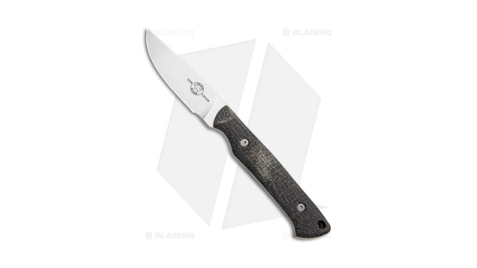 White River Knife &amp; Tool Small Game Fixed Blade Knife, 3.00in, CPM S35VN, Drop Point Blade, Micarta, Black Handle, Black/Gray, 7.375 inch, BHQ-110670