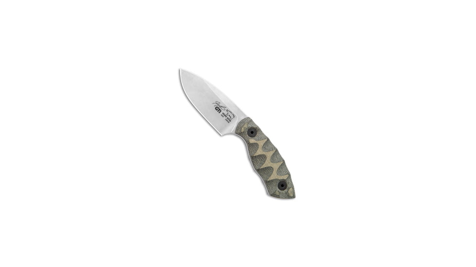 White River Knife &amp; Tool GTI Fixed Blade Knife, 3.00in, CPM S35VN, Drop Point Blade, Micarta, Black/OD Green Handle, Black/OD Green/Gray, 6.40 inch, BHQ-140635