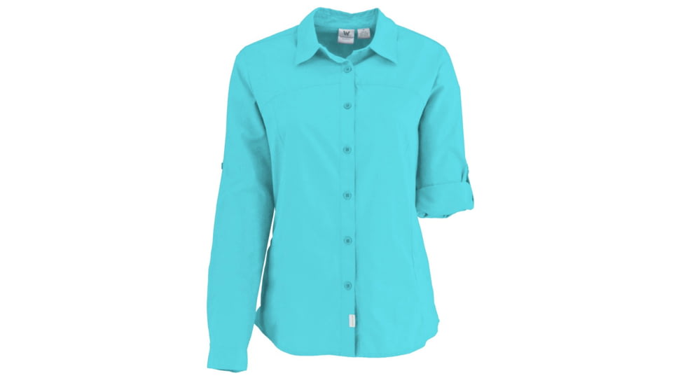White Sierra Gobi Desert Long Sleeve Shirt - Womens, Aqua, 1X, X4209WX-Aqua - AQU-1X