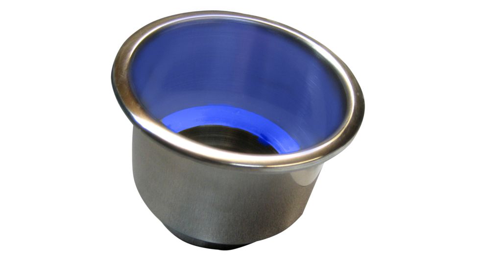 Whitecap Flush Mount Cup Holder w/Blue LED Light - Stainless Steel 56234
